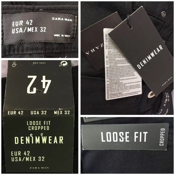 Zara Man 32 Black Loose Fit Jeans Stripe Down Leg - Picture 5 of 7